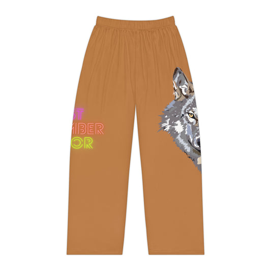 Women's Pajama Pants: Wolves Lite Brown