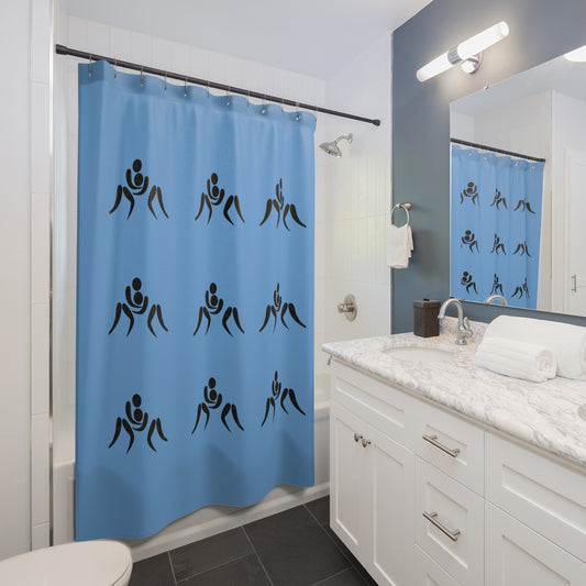 Shower Curtains: #2 Wrestling Lite Blue