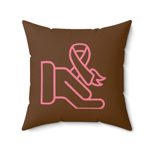 Spun Polyester Square Pillow: Fight Cancer Brown
