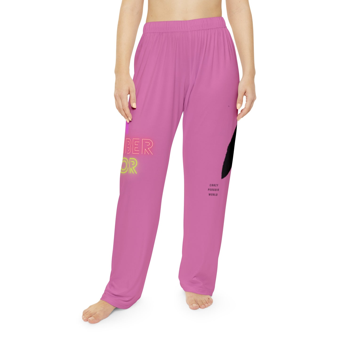 Women's Pajama Pants: Crazy Penguin World Logo Lite Pink