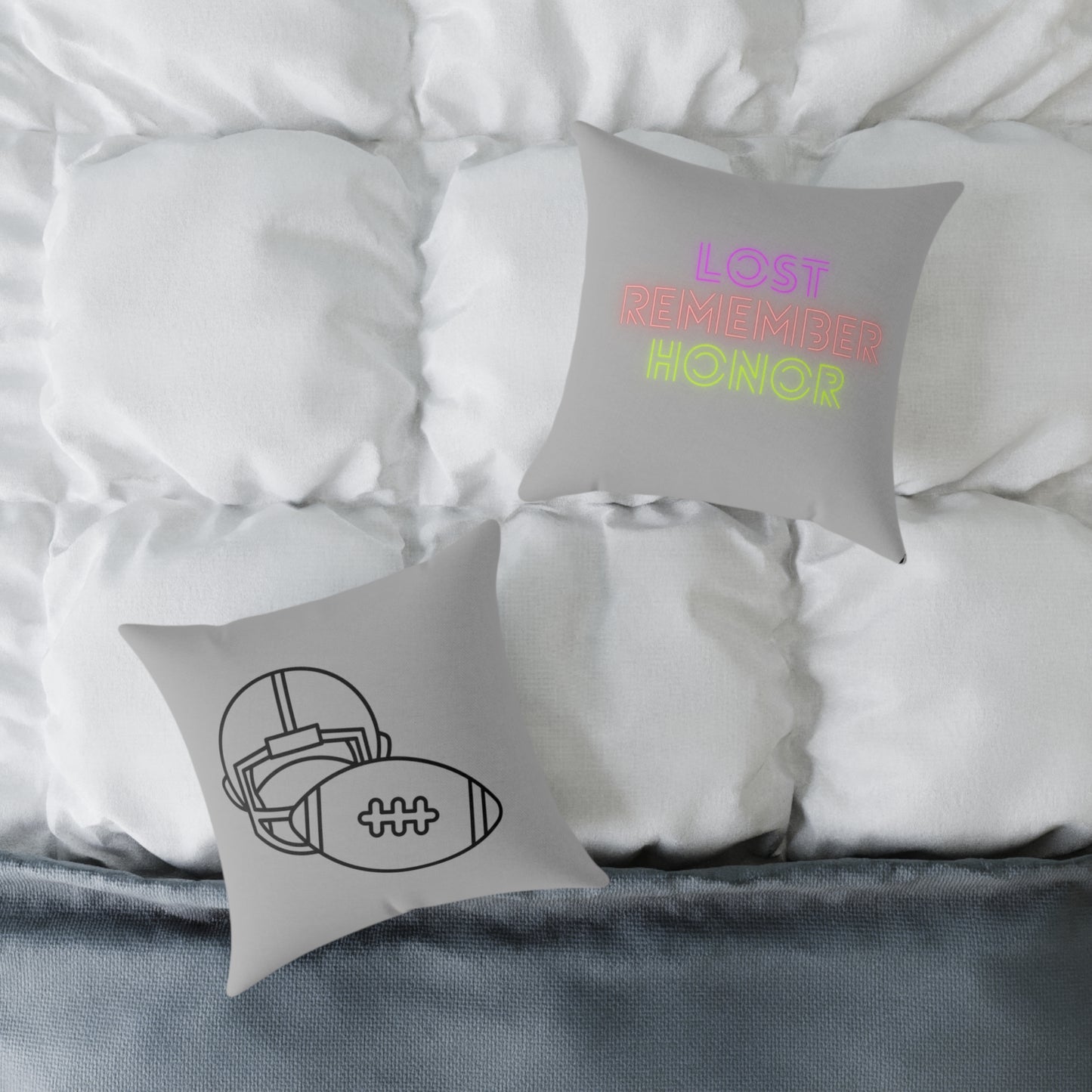 Spun Polyester Pillow: Football Lite Grey