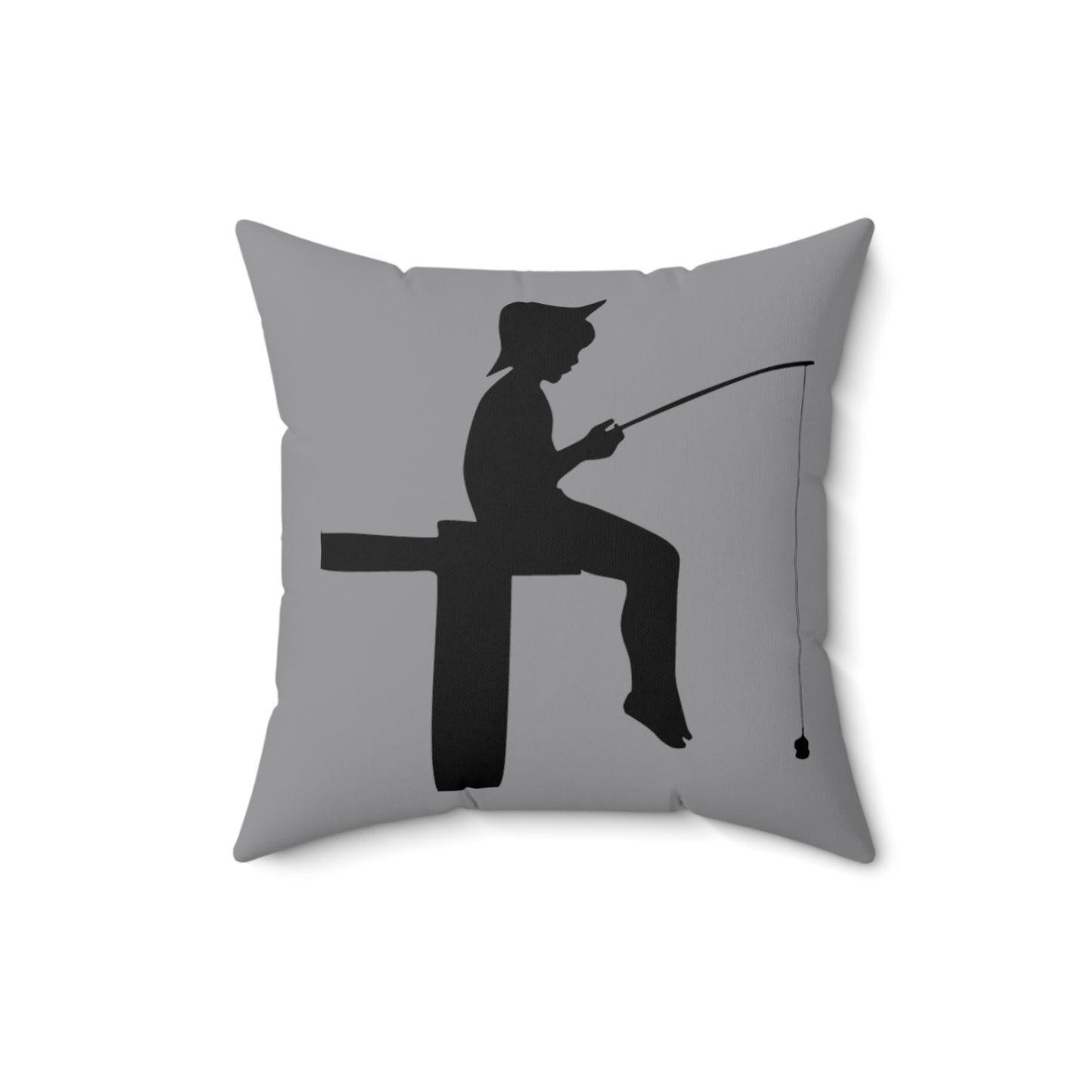 Spun Polyester Square Pillow: Fishing Grey