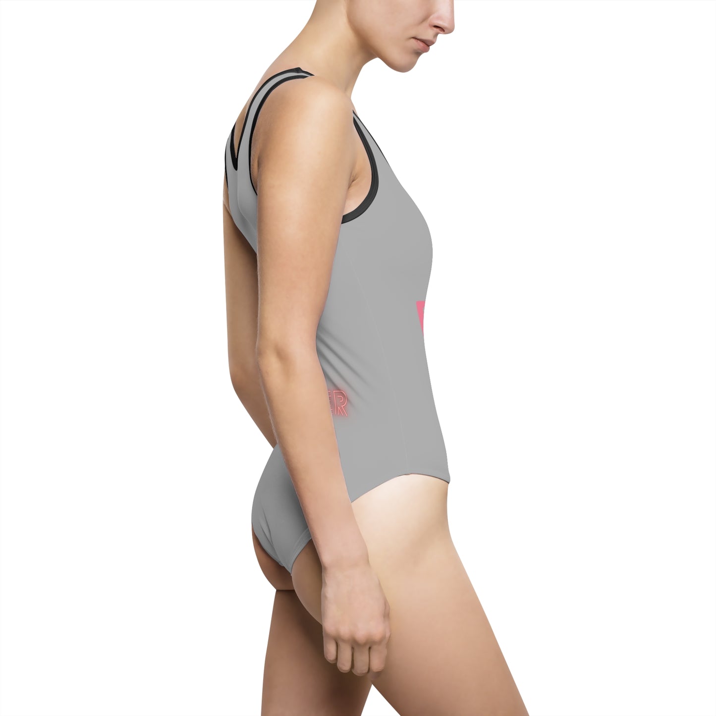 Women's Classic One-Piece Swimsuit: Fight Cancer Lite Grey