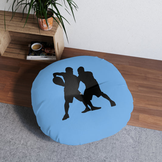 Tufted Floor Pillow, Round: Basketball Lite Blue
