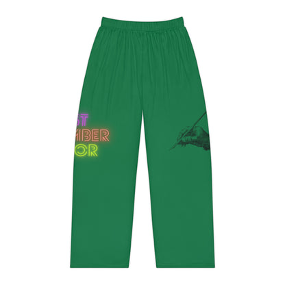 Women's Pajama Pants: Writing Dark Green