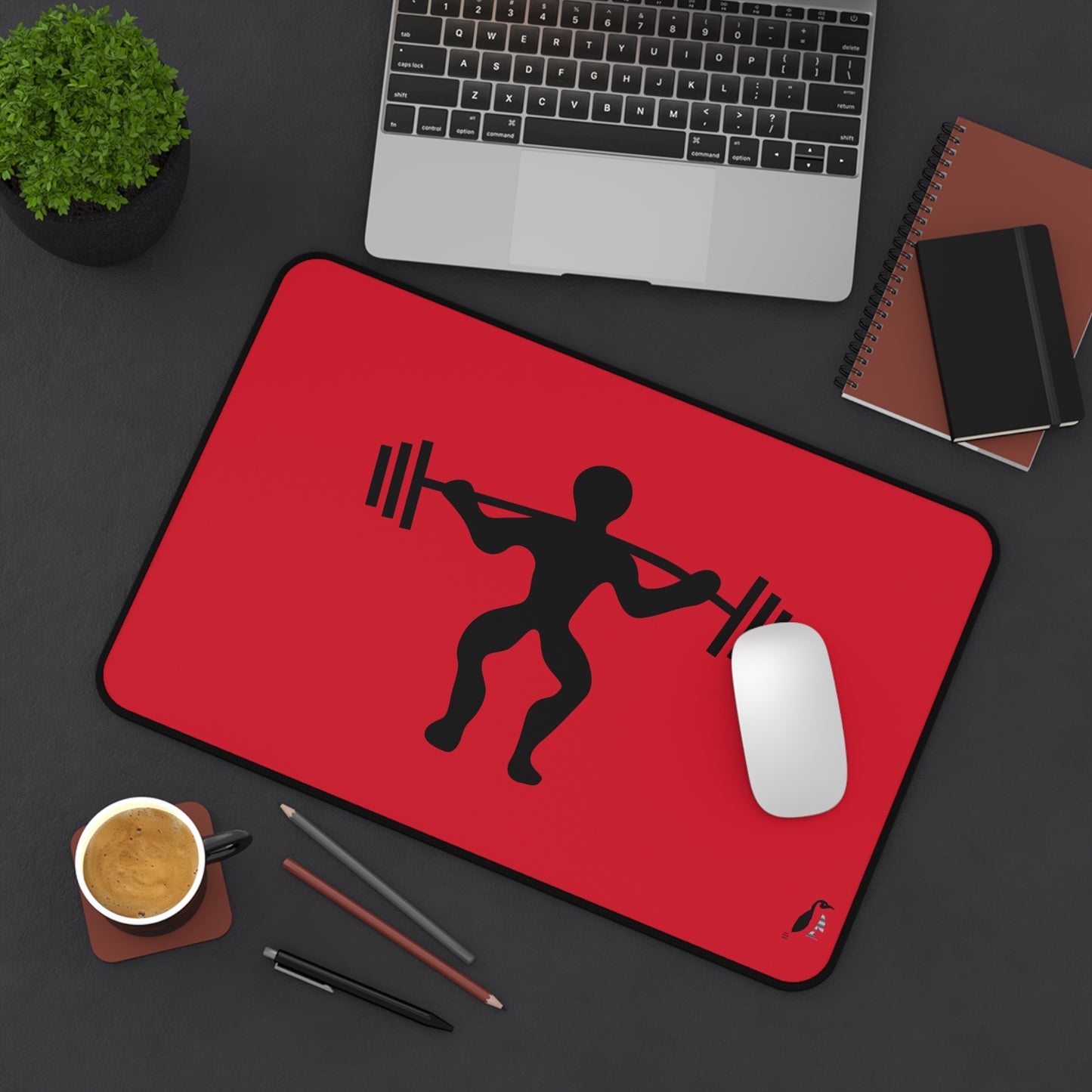 Desk Mat: Weightlifting Dark Red