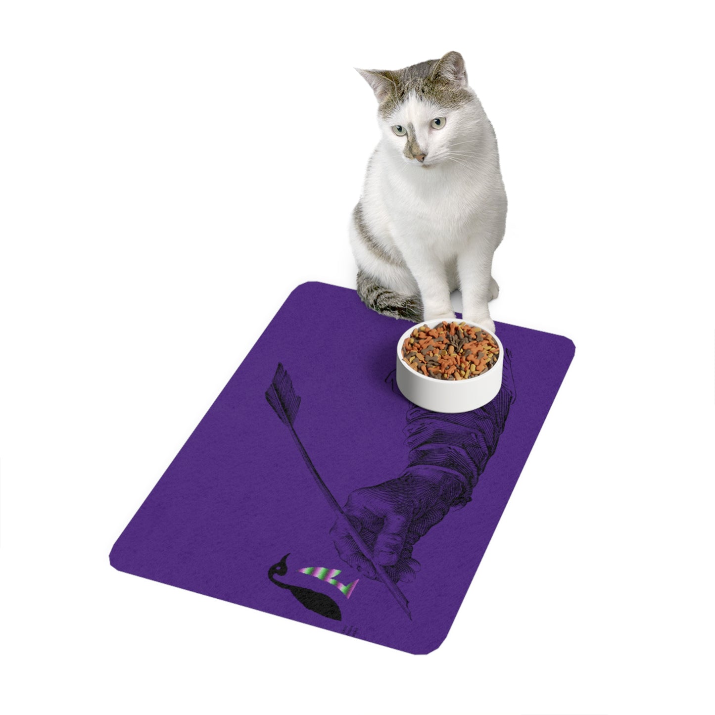 Pet Food Mat: Writing Purple