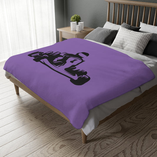 Velveteen Minky Blanket (Two-sided print): Racing Lite Purple