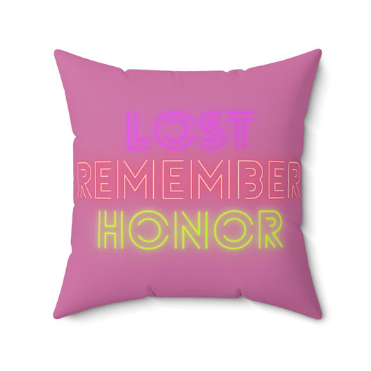 Spun Polyester Square Pillow: Lost Remember Honor Lite Pink
