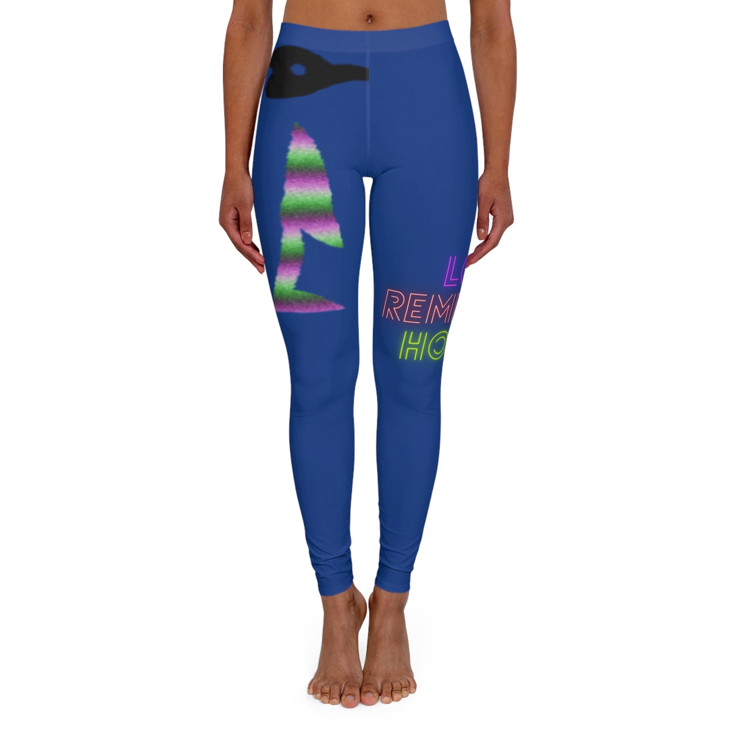 Women's Spandex Leggings: Crazy Penguin World Logo Dark Blue