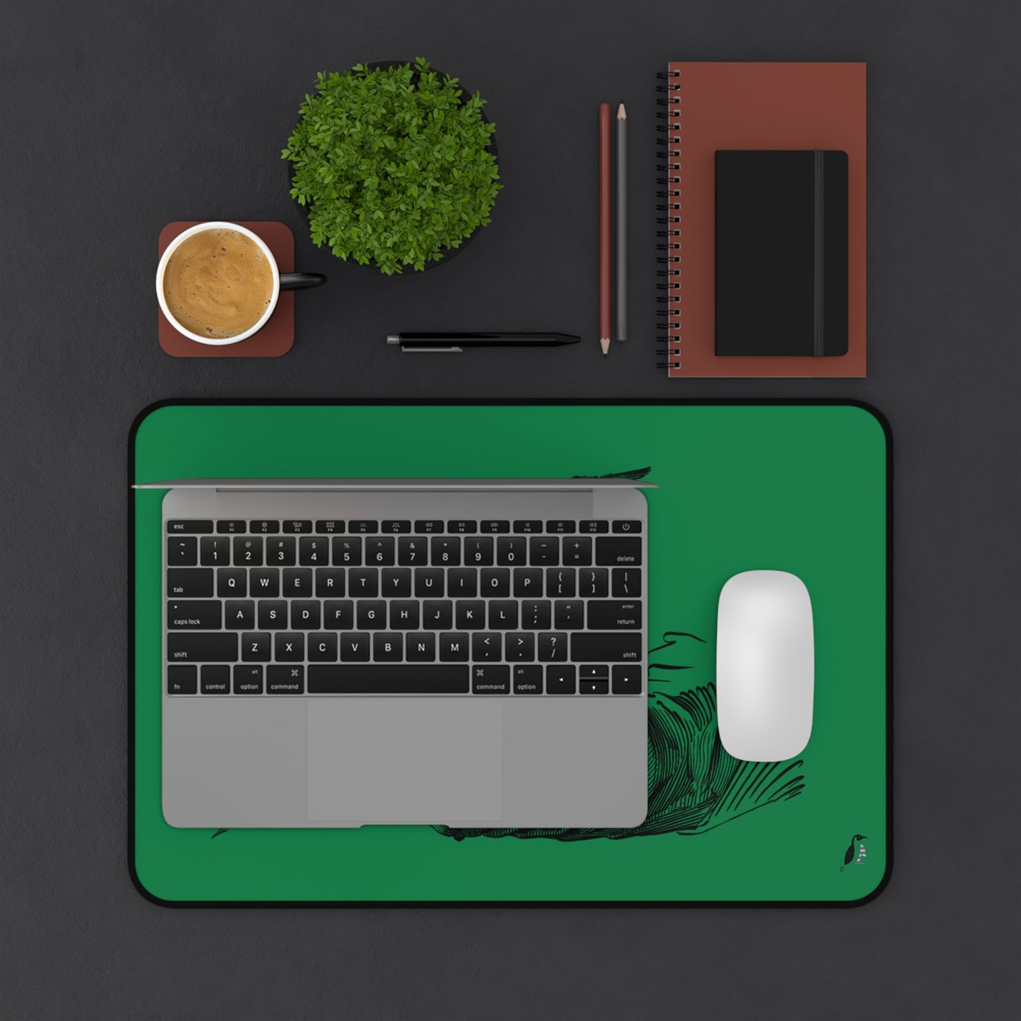 Desk Mat: Writing Dark Green