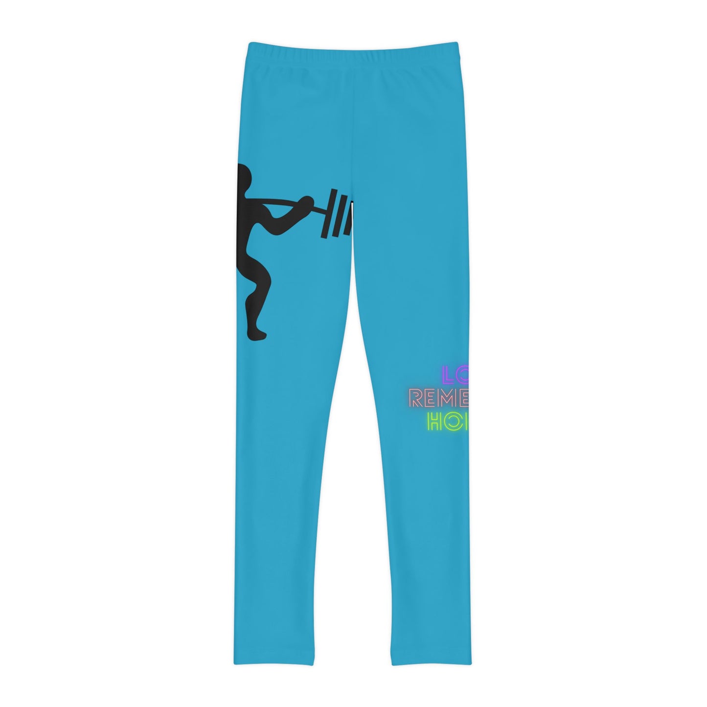 Youth Full-Length Leggings: Weightlifting Turquoise