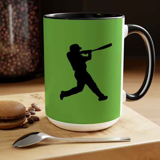 Two-Tone Coffee Mugs, 15oz: Baseball Green