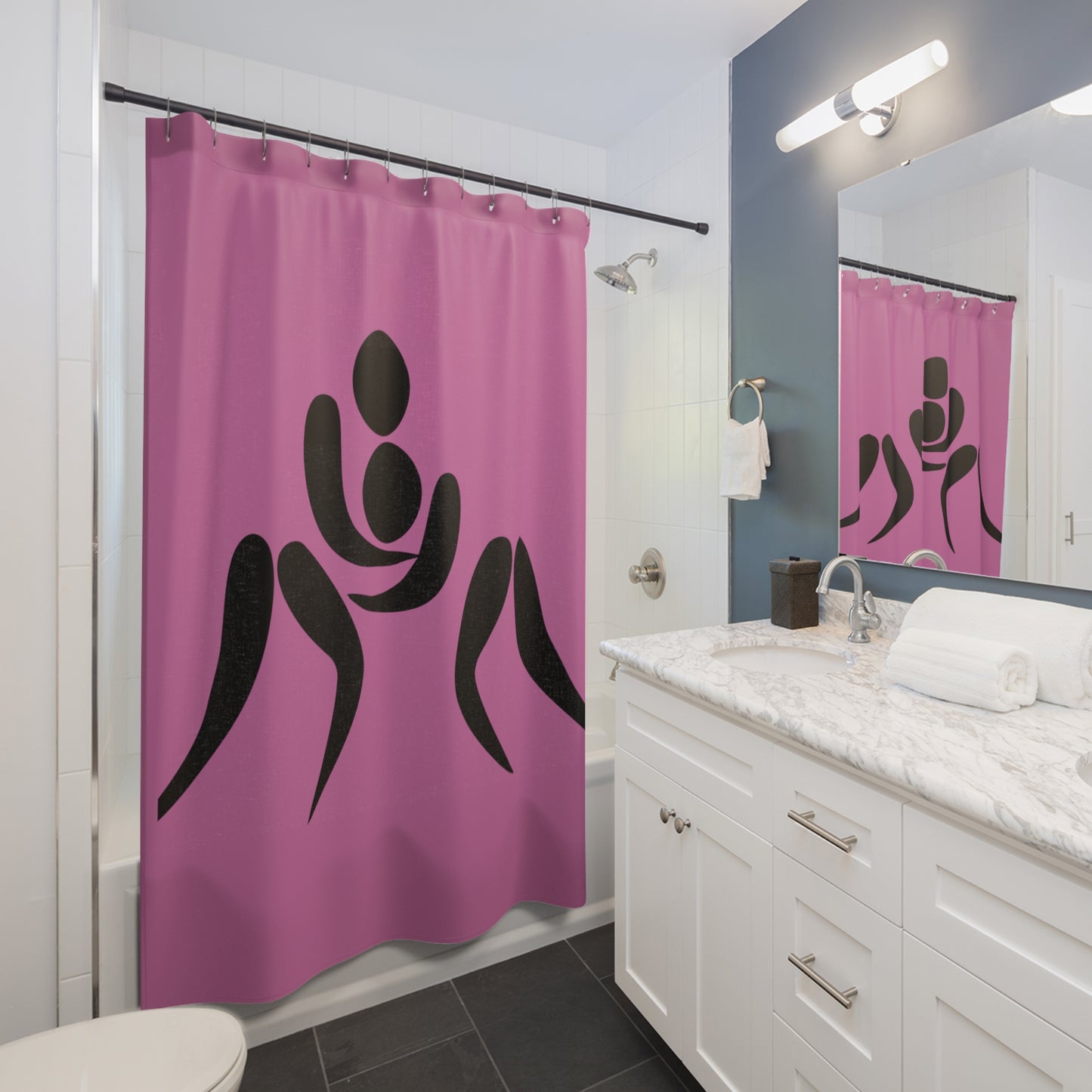 Shower Curtains: #1 Wrestling Lite Pink