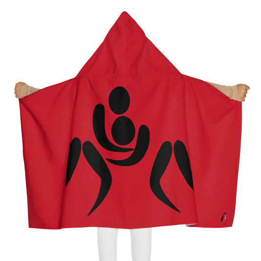 Youth Hooded Towel: Wrestling Dark Red