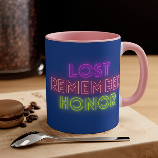 Accent Coffee Mug, 11oz: Lost Remember Honor Dark Blue
