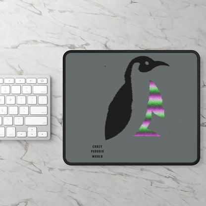 Gaming Mouse Pad: Crazy Penguin World Logo Dark Grey