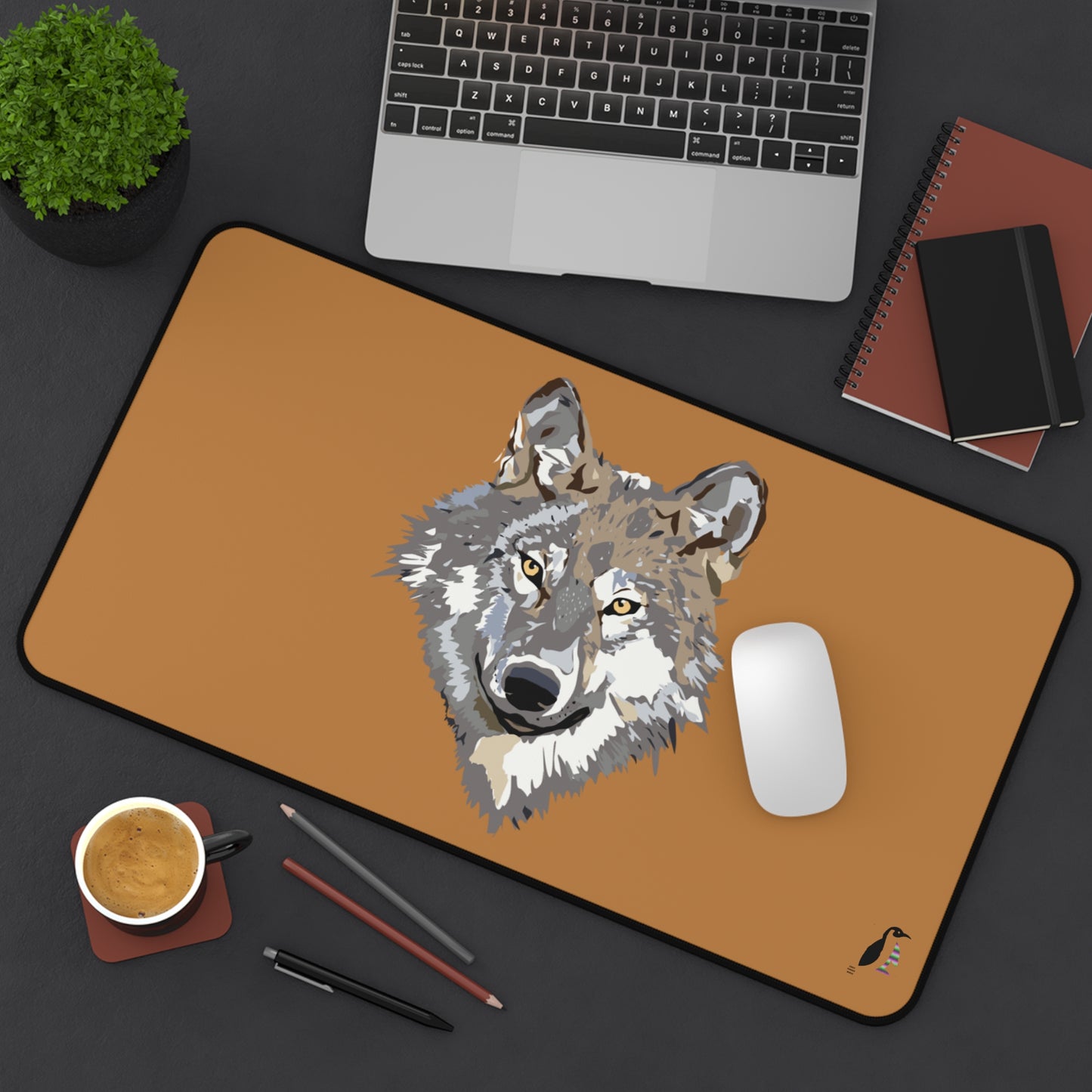 Desk Mat: Wolves Lite Brown