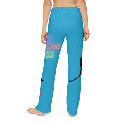 Kids Pajama Pants: Hockey Turquoise