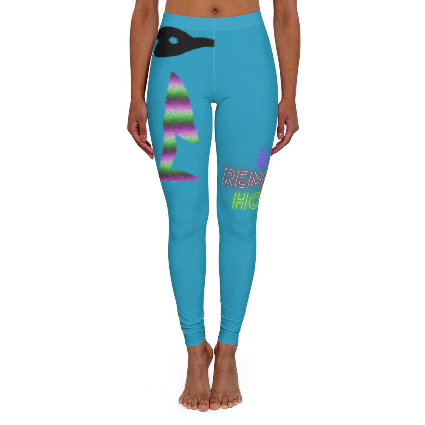 Women's Spandex Leggings: Crazy Penguin World Logo Turquoise