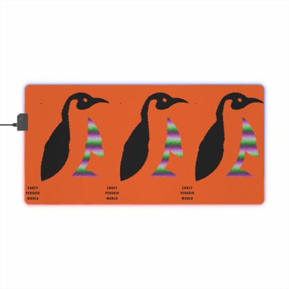 LED Gaming Mouse Pad: Crazy Penguin World Logo Orange