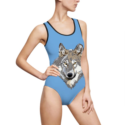 Women's Classic One-Piece Swimsuit: Wolves Lite Blue