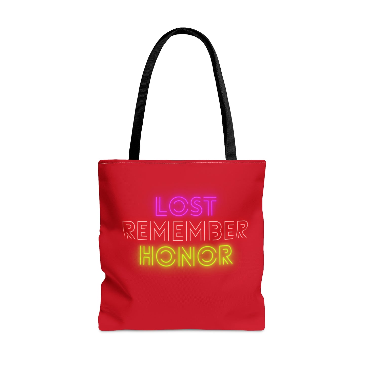 Tote Bag: Lost Remember Honor Dark Red