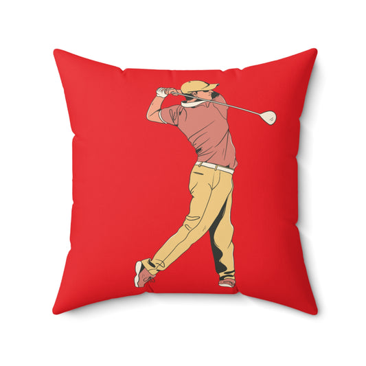 Spun Polyester Square Pillow: Golf Red