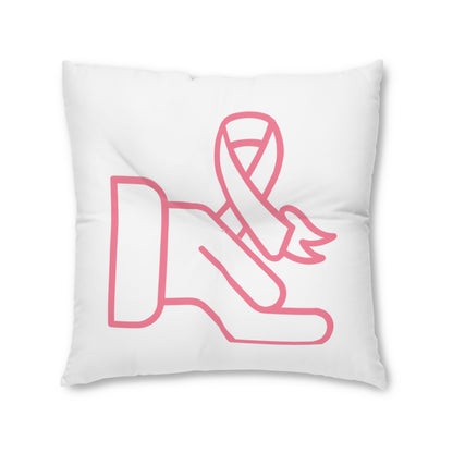 Tufted Floor Pillow, Square: Fight Cancer White