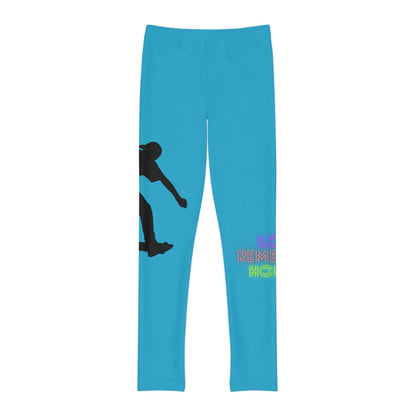 Youth Full-Length Leggings: Skateboarding Turquoise