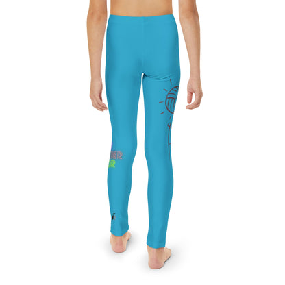 Youth Full-Length Leggings: Volleyball Turquoise