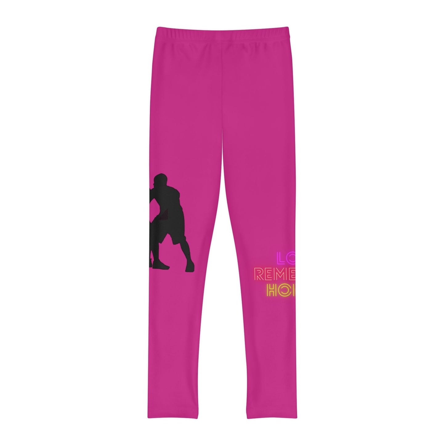 Youth Full-Length Leggings: Basketball Pink