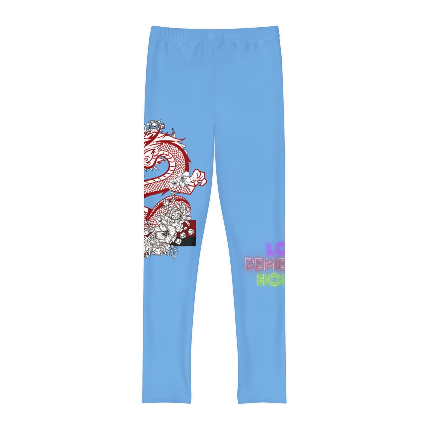 Youth Full-Length Leggings: Dragons Lite Blue