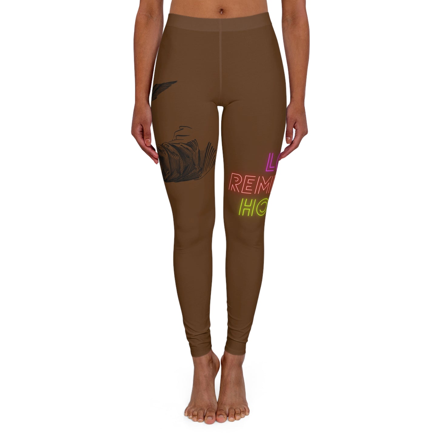 Women's Spandex Leggings: Writing Brown