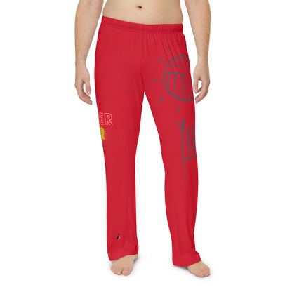 Men's Pajama Pants: Volleyball Dark Red