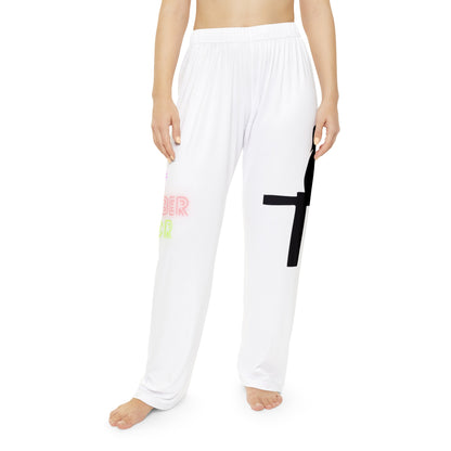 Women's Pajama Pants: Fishing White