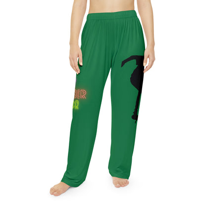 Pambabaeng Pajama Pants: Skateboarding Dark Green