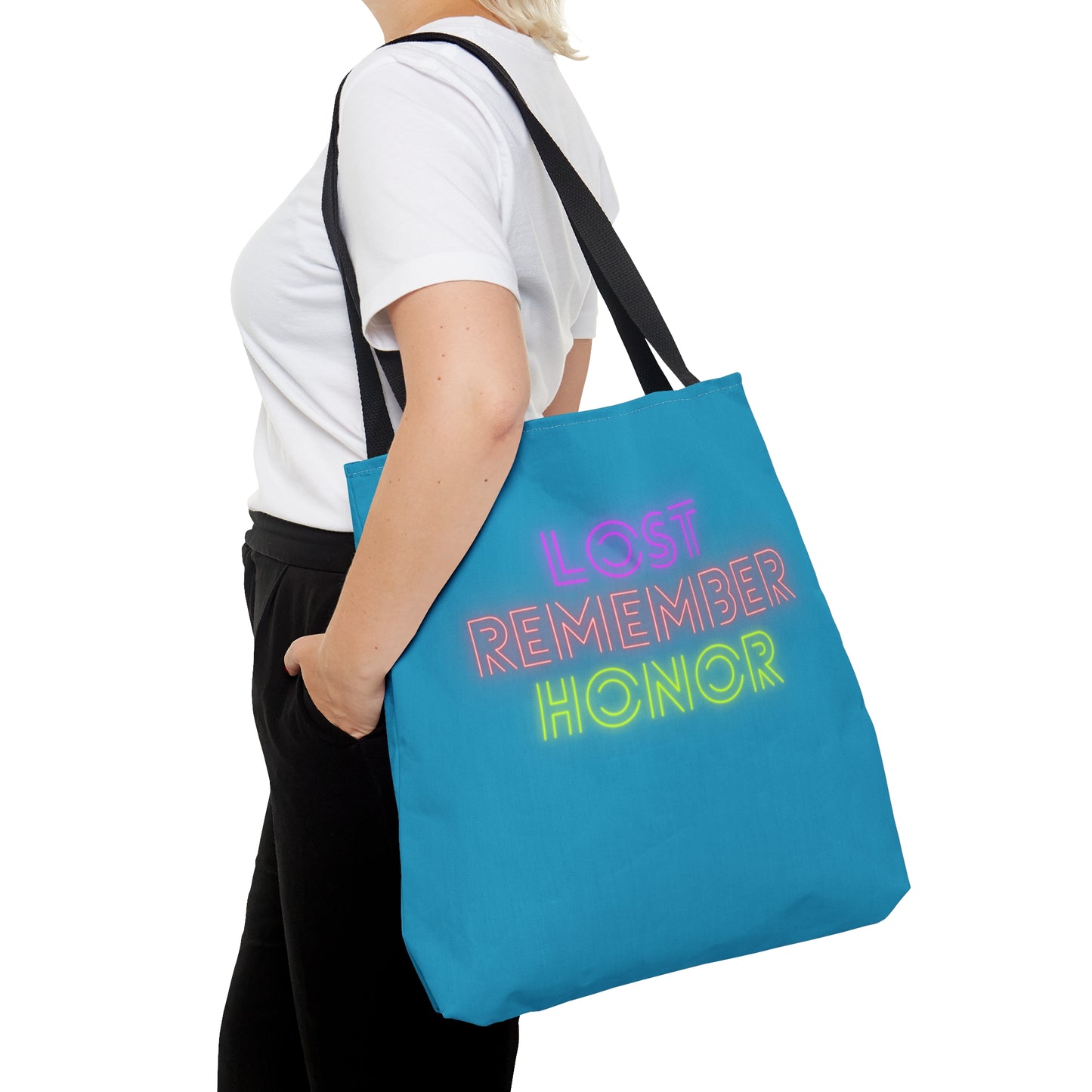 Tote Bag: Lost Remember Honor Turquoise