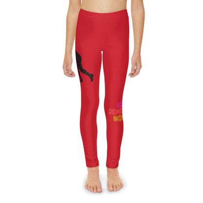 Youth Full-Length Leggings: Hockey Dark Red