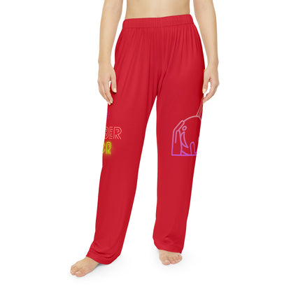 Women's Pajama Pants: Bowling Dark Red