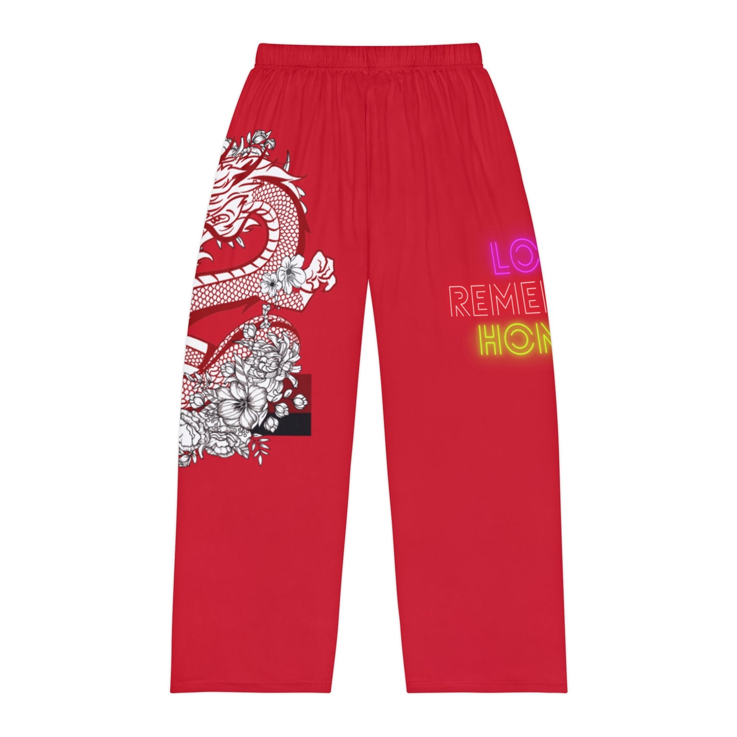 Men's Pajama Pants: Dragons Dark Red