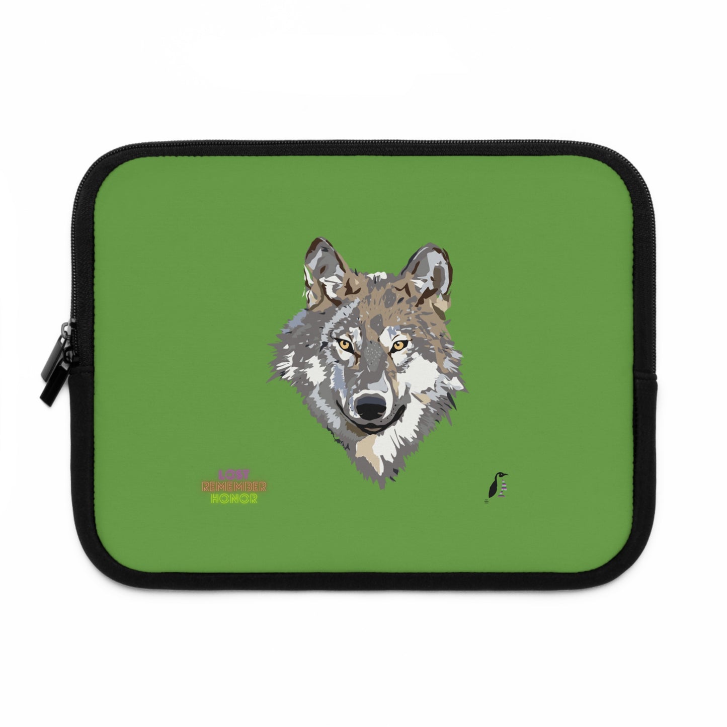 Laptop Sleeve: Wolves Green