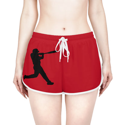 Women's Relaxed Shorts: Baseball Dark Red