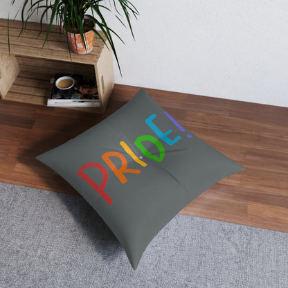 Tufted Floor Pillow, Square: LGBTQ Pride Dark Grey