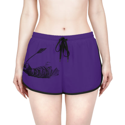 Women's Relaxed Shorts: Writing Purple