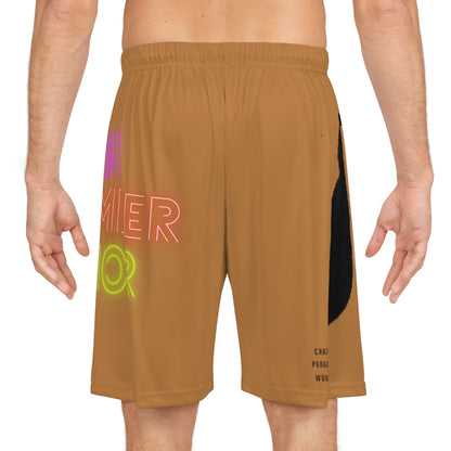 Basketball Shorts: Crazy Penguin World Logo Lite Brown