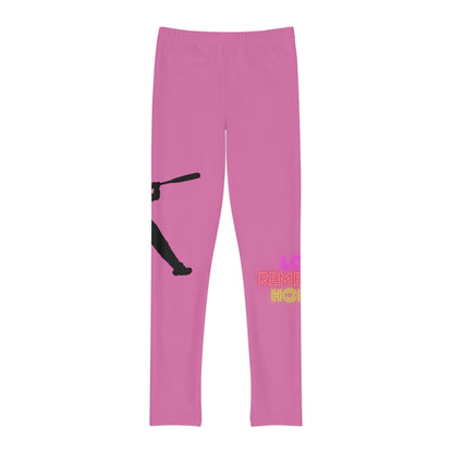 Youth Full-Length Leggings: Baseball Lite Pink