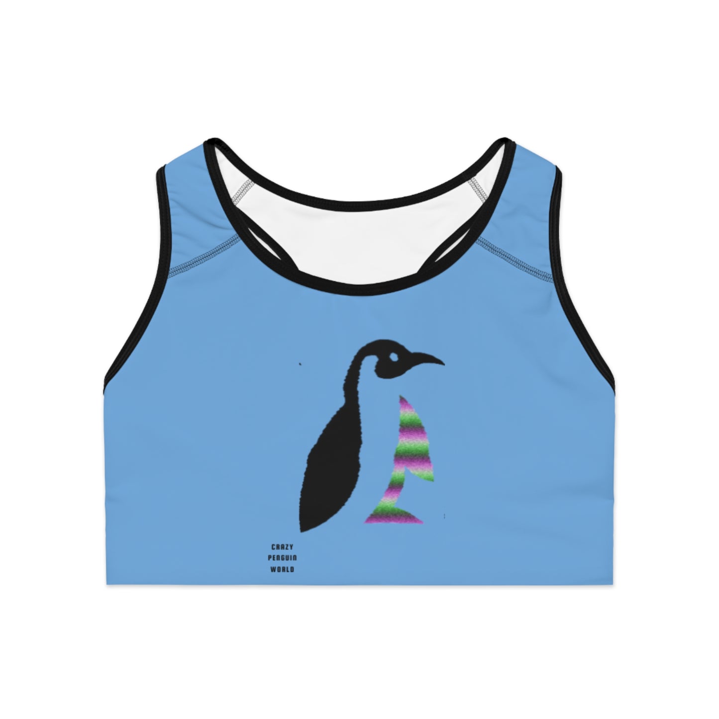 Sports Bra: Crazy Penguin World Logo Lite Blue