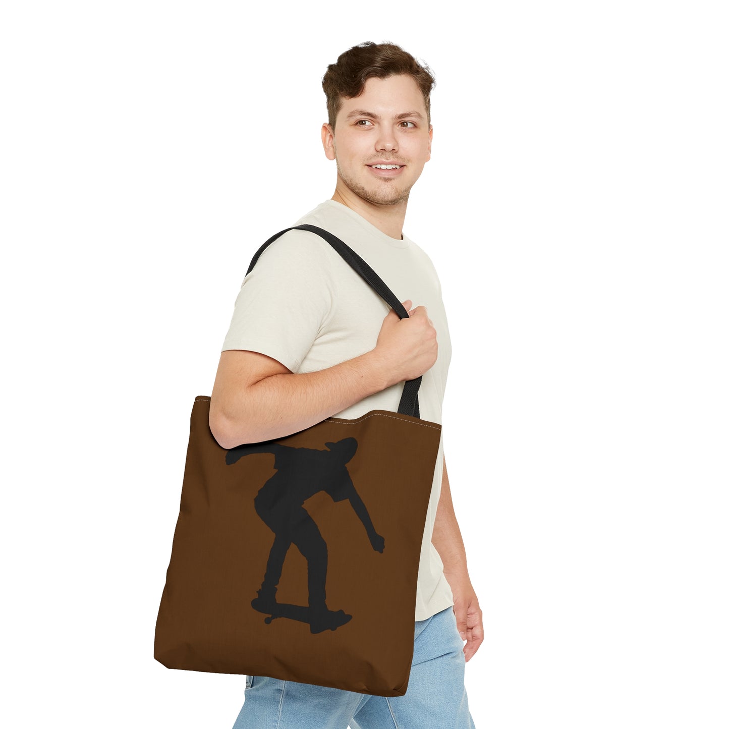 Tote Bag: Skateboarding Brown