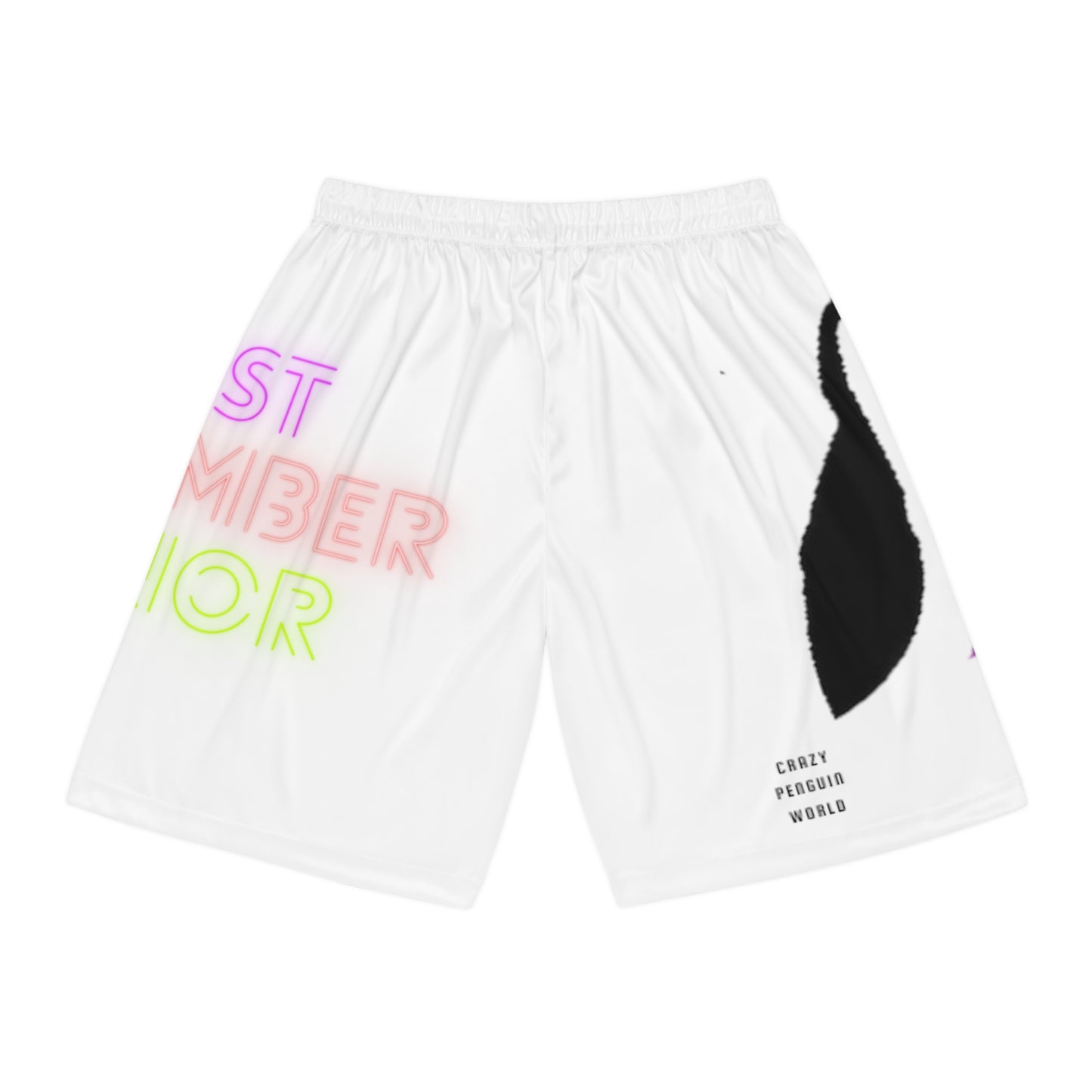 Basketball Shorts: Crazy Penguin World Logo White